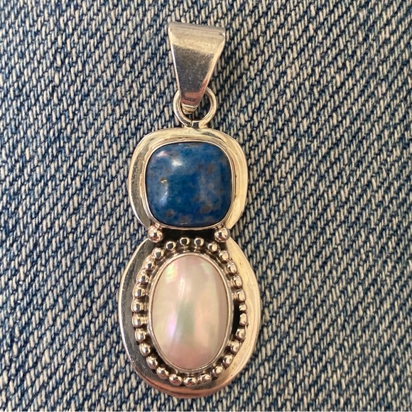 Bea Tom Vintage Sterling Silver Pearl Pendant Enhancer Navajo Southwest Jewelry - Picture 8 of 8